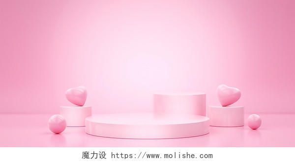 粉红色c4d38女王节电商简约风产品展台妇女节母亲节3DC4D